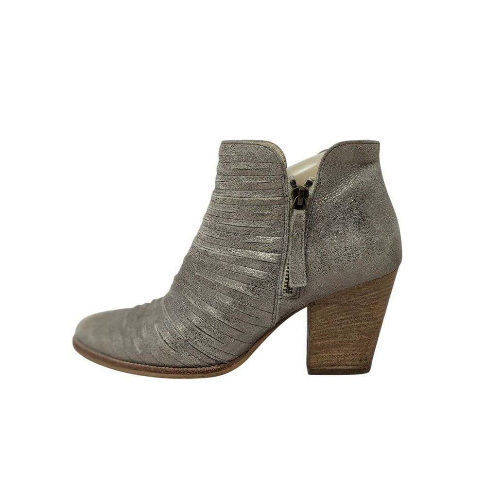 Paul Green Malibu Silver Sliced Leather Heeled Ankle Boots Womens 7.5 - Picture 4 of 13